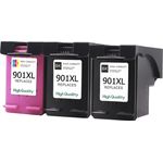 3 Pack HP 901XL & 901 High-Yield Remanufactured Ink Cartridges