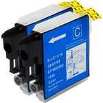 2 Pack Brother LC65C Cyan Compatible High-Yield Ink Cartridges