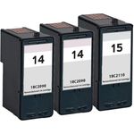 3 Pack Lexmark 14 & 15 Remanufactured Ink Cartridges