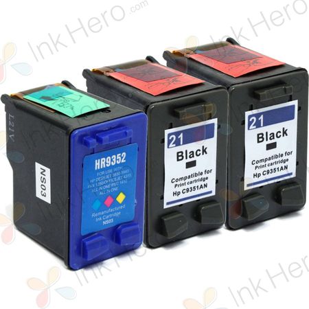 3 Pack HP 21 & 22 Remanufactured Ink Cartridges