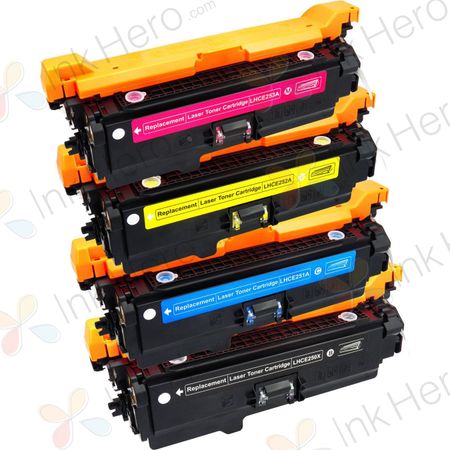 4 Pack HP 504X & 504A Remanufactured Toner Cartridges