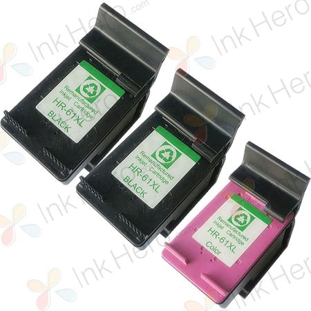 3 Pack HP 61XL High-Yield Remanufactured Ink Cartridges