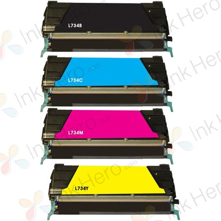 4 Pack Lexmark C734 / C736 / X738 Remanufactured Toner Cartridges