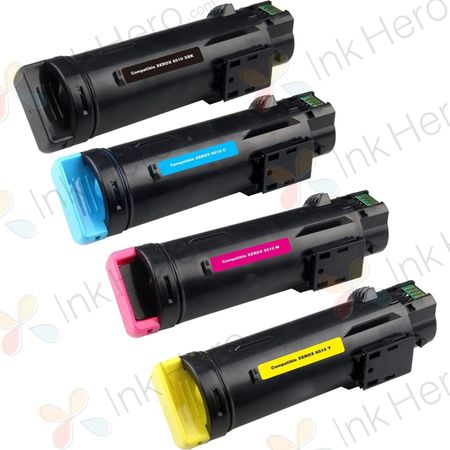 4 Pack Xerox WorkCentre 6515 / Phaser 6510 Compatible High-Yield Toner Cartridges