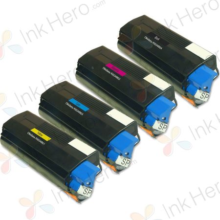 4 Pack OkiData C3100 / C3200 Type C6 High-Yield Remanufactured Toner Cartridges