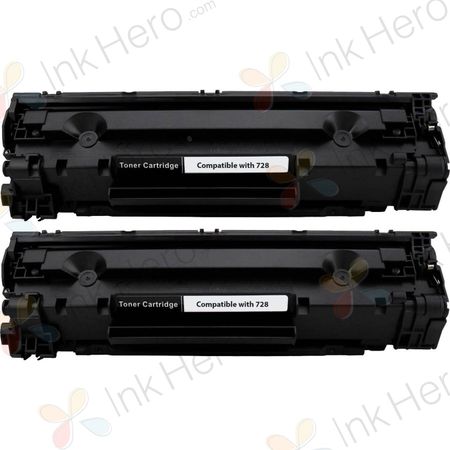 2 Pack Canon 128 Black Compatible Toner Cartridges (3500B001AA)