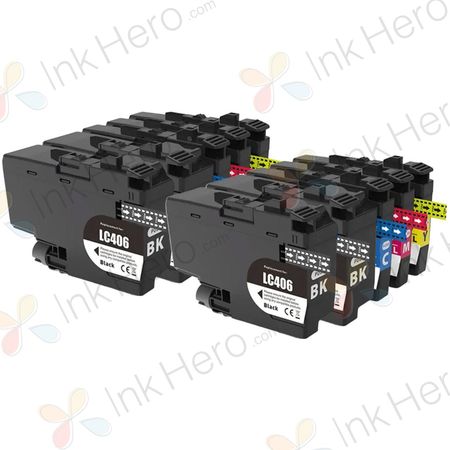 10 Pack Brother LC406 XL High-Yield Compatible Ink Cartridges