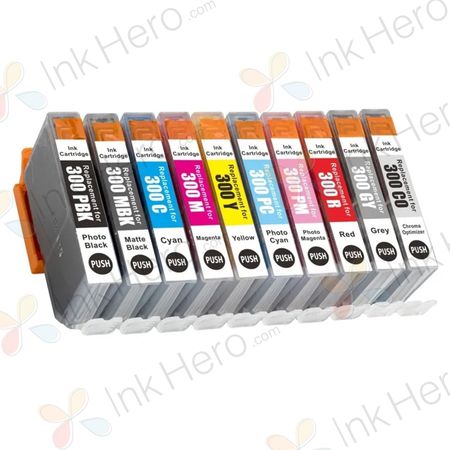 10 Pack Canon PFI-300 Compatible Ink Cartridges