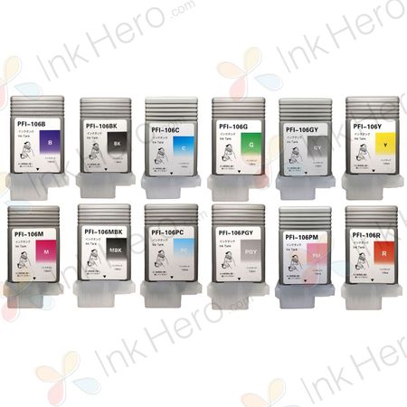 12 Pack Canon PFI-106 Compatible Ink Cartridges