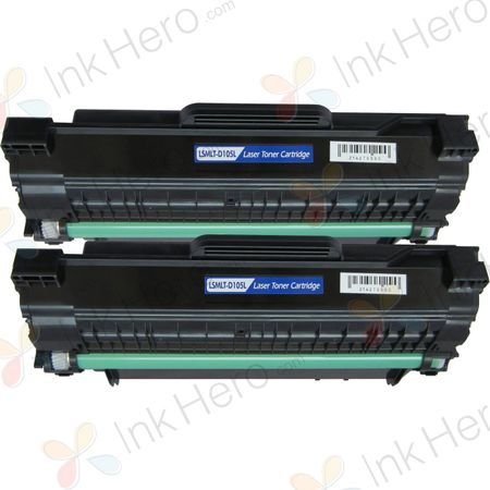 2 Pack Samsung MLT-D105L Black Compatible High-Yield Toner Cartridge