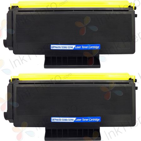 2 Pack Brother TN650 Black Compatible High-Yield Toner Cartridge (Replaces TN620)