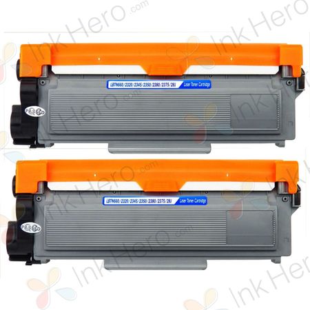 2 Pack Brother TN660 Black Compatible High-Yield Toner Cartridges (Replaces TN630)