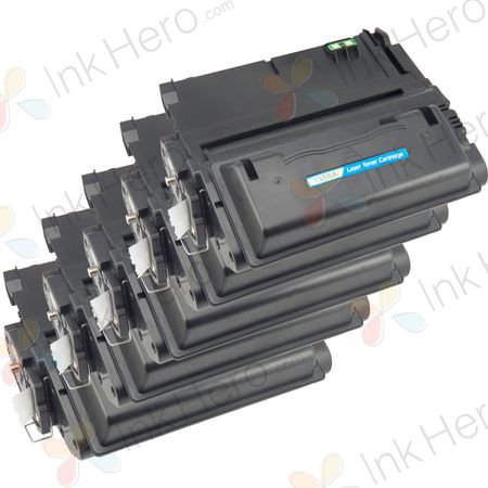 5 Pack HP 38A Black Remanufactured Toner Cartridge (Q1338A)