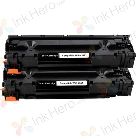 2 Pack HP 36A Black Compatible Toner Cartridge (CB436A)