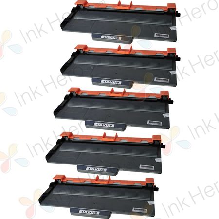 5 Pack Brother TN750 Black Compatible High-Yield Toner Cartridge (Replaces TN720)