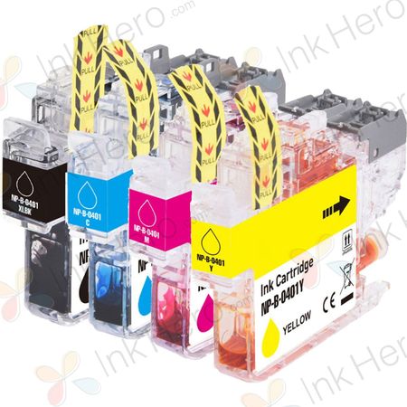 4 Pack Brother LC401 XL High-Yield Compatible Ink Cartridges