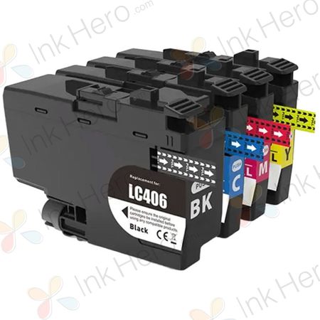 4 Pack Brother LC406 XL High-Yield Compatible Ink Cartridges