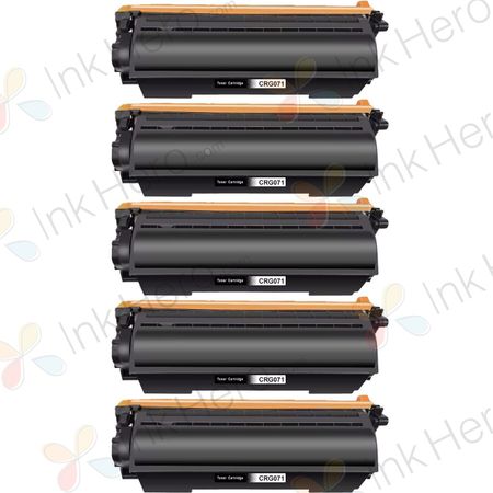 5 Pack Canon 071 Standard Yield Black Compatible Toner Cartridge (5645C001)