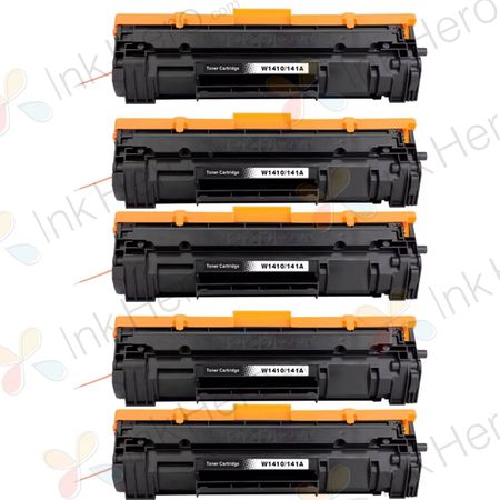 5 Pack HP 141A Black Compatible Toner Cartridge (W1410A)