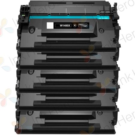 5 Pack HP 148X Black Compatible High-Yield Toner Cartridge (W1480X)