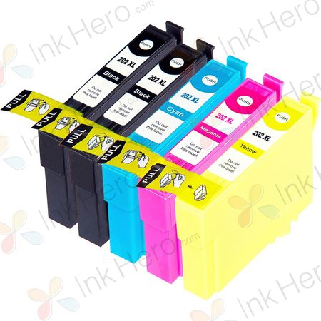 5 Pack Epson 202XL High-Yield Remanufactured Ink Cartridges