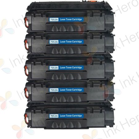 5 Pack HP 53A Black Remanufactured Toner Cartridge (Q7553A)