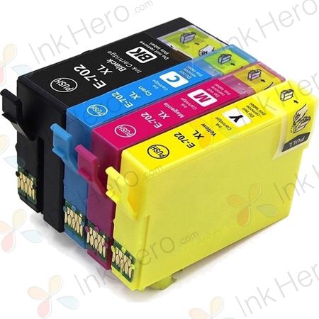 4 Pack Epson 702XL High-Yield Remanufactured Ink Cartridges