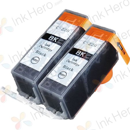 2 Pack Canon PGI-220BK (2945B001) Compatible Pigment Black Ink Cartridges