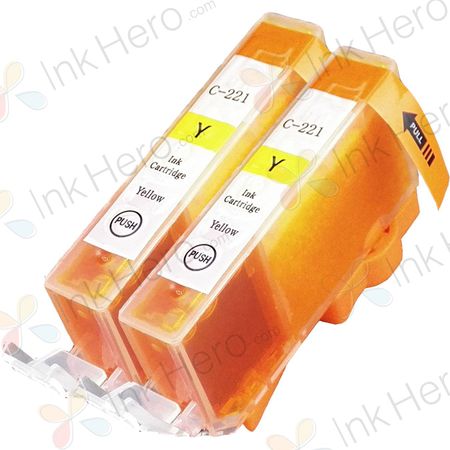 2 Pack Canon CLI-221Y Yellow Compatible Ink Cartridges (2949B001)