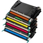 Set of 4 Lexmark C522 Remanufactured Toner Cartridges (Black, Cyan, Magenta, Yellow)