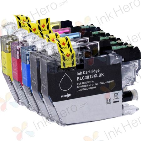 Pack de 5 Brother LC3013 cartouches d'encre haute capacité compatibles (remplace LC3011)