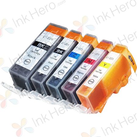 Pack de 5 Canon PGI-220 & CLI-221 cartouches d'encre compatibles