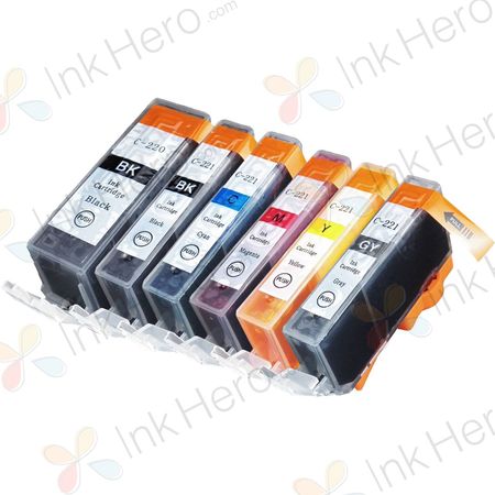 Pack de 6 Canon PGI-220 & CLI-221 cartouches d'encre compatibles