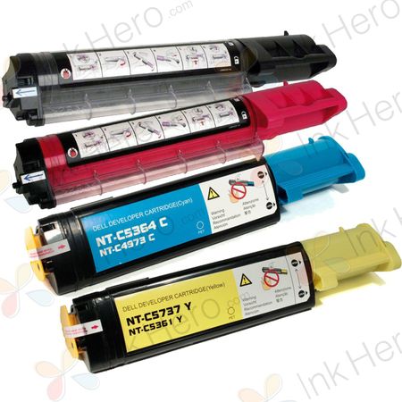 Pack de 4 Dell 3000cn / 3100cn cartouches de toner remanufacturé haute capacité