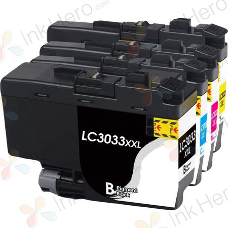 Pack de 4 Brother LC3033 cartouches d'encre compatibles super haute capacité