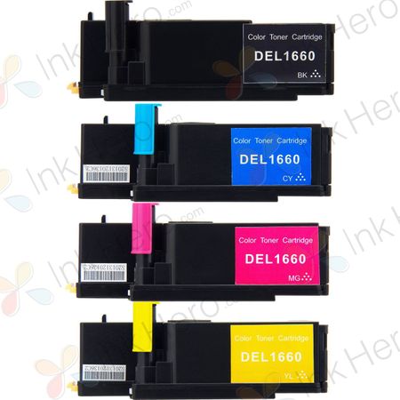 Pack de 4 Dell C1660W cartouches de toner compatibles