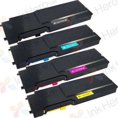 Pack de 4 Dell C3760 / C3765 cartouches de toner extra haute capacité compatibles