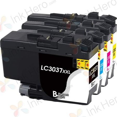 Pack de 4 Brother LC3037 cartouches d'encre compatibles super haute capacité