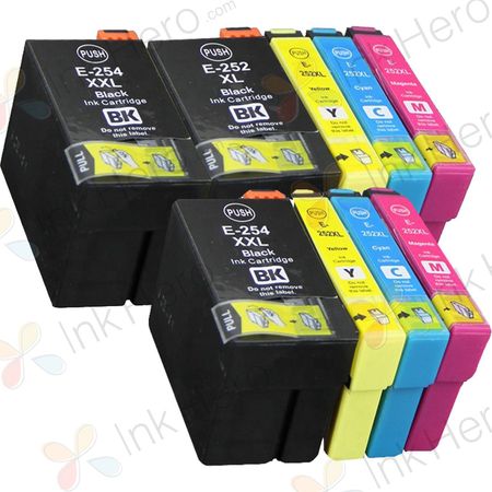 Pack de 9 Epson 252XL cartouches d'encre remanufacturées haute capacité