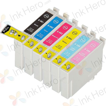 Pack de 6 Epson 98 & Epson 99 cartouches d'encre remanufacturées