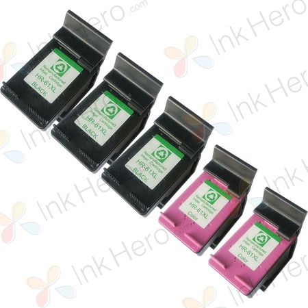 Pack de 5 HP 61XL cartouches d'encre remanufacturées haute capacité