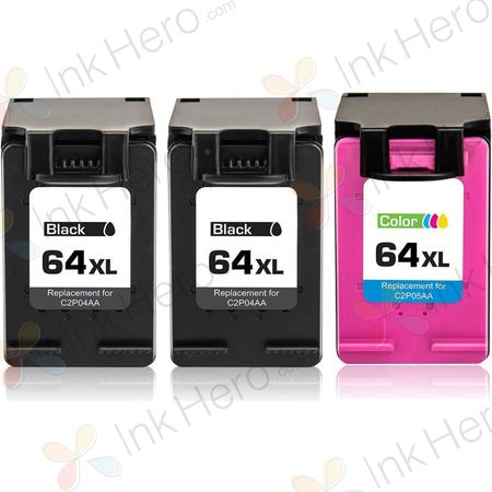 Pack de 3 HP 64XL cartouches d'encre haute capacité compatibles