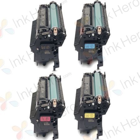 Pack de 4 HP 655A toners laser remanufacturés