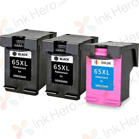 Pack de 3 HP 65XL cartouches d'encre remanufacturées haute capacité