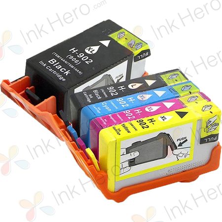 Pack de 4 HP 902XL cartouches d'encre remanufacturées haute capacité