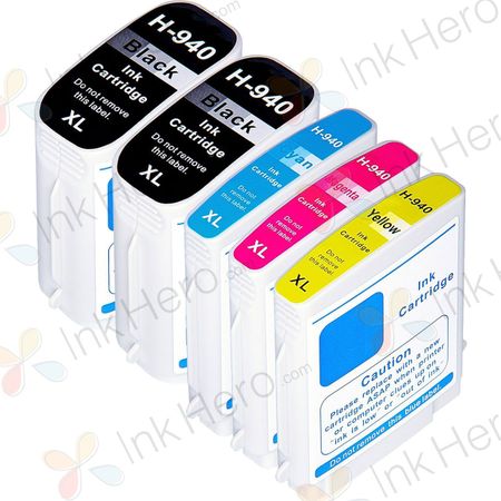 Pack de 5 HP 940XL cartouches d'encre remanufacturées haute capacité