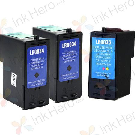 Pack de 3 Lexmark 34 & 35 cartouches d'encre remanufacturées