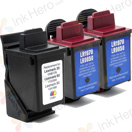 Pack de 3 Lexmark 70 & 80 cartouches d'encre remanufacturées