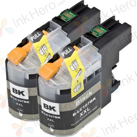 Pack de 2 Brother LC107BK cartouches d'encre compatibles super haute capacité noir