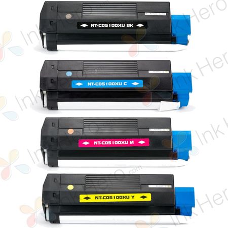 Pack de 4 OkiData C5100 / 5200 / C5300 / C5400 cartouches de toner haute capacité compatibles